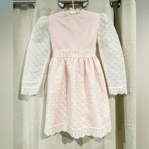 Kate Greenaway Keepsake Baby Pink and White Eyelet Vintage Girl’s Dress Size 7
